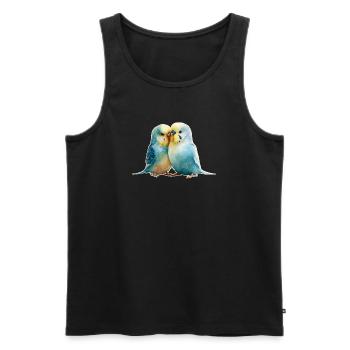 Wellensittiche - Männer Premium Bio Tank Top - Schwarz - Vorne - Michal (187cm)