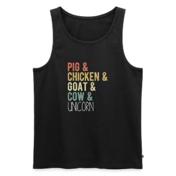 Schwein, Huhn, Ziegen, Kuh, Einhorn, Snillfarm - Männer Premium Bio Tank Top - Schwarz - Vorne - Michal (187cm)