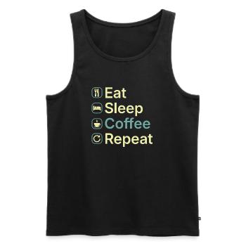 Essen Schlaf Kaffee Wiederholen Lustiges Kaffee-Liebhaber-Geschenk - Männer Premium Bio Tank Top - Schwarz - Vorne - Michal (187cm)