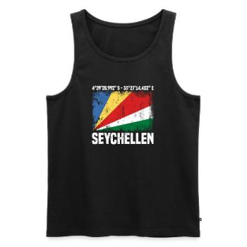 Seychellen Koordinaten - Männer Premium Bio Tank Top - Schwarz - Vorne - Michal (187cm)