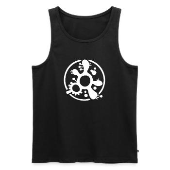 Logo Fragment Protozoaire (blanc) - Débardeur bio Premium Homme - noir - Devant - Michal (187cm)
