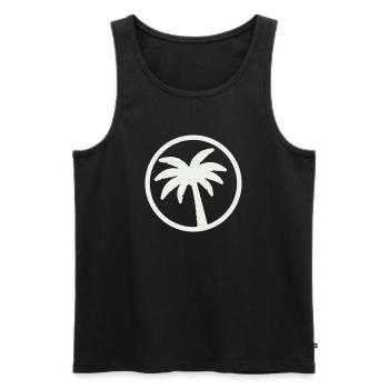 Palmen Silhouette Tropen Emblem - Männer Premium Bio Tank Top - Schwarz - Vorne - Michal (187cm)