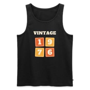 Vintage 1976 Retro Jahrgang 50. Geburtstag Geschen - Männer Premium Bio Tank Top - Schwarz - Vorne - Michal (187cm)