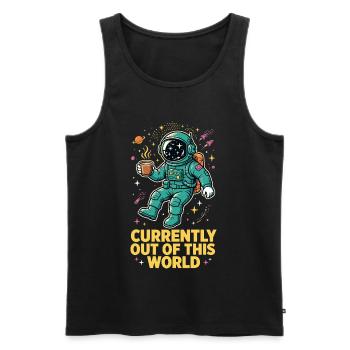 Astronaut mit Kaffee im Weltall - Männer Premium Bio Tank Top - Schwarz - Vorne - Michal (187cm)