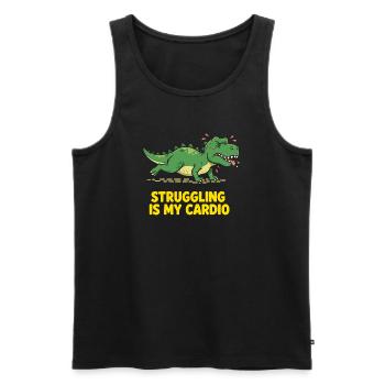 Dinosaurier hasst Cardio Training - Männer Premium Bio Tank Top - Schwarz - Vorne - Michal (187cm)