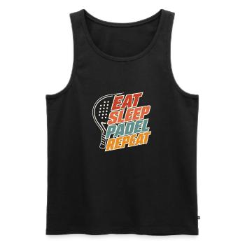 Essen, schlafen, Padel wiederholen, lustige Padelspieler-Sportarten - Männer Premium Bio Tank Top - Schwarz - Vorne - Michal (187cm)