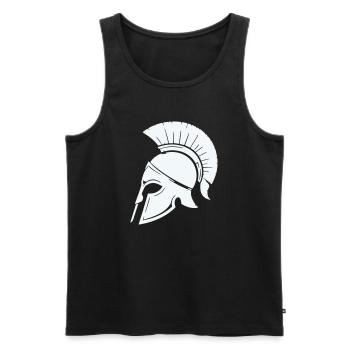 Spartanischer Helmschutz Grafik Blau - Männer Premium Bio Tank Top - Schwarz - Vorne - Michal (187cm)