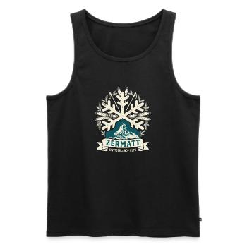 Alpes de Suisse de Zermatt vintage - Débardeur bio Premium Homme - noir - Devant - Michal (187cm)