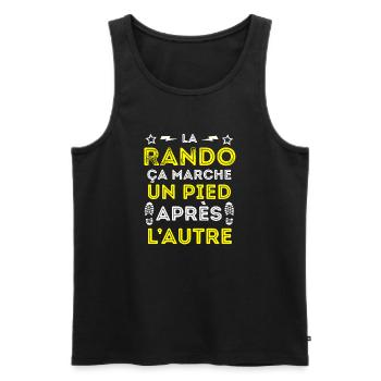 La Rando ça marche un pied après l'autre - Débardeur bio Premium Homme - noir - Devant - Michal (187cm)