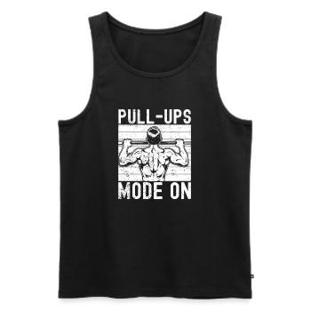 Gym Junkies Pull-Ups Mode On Calisthenics Fitness - Männer Premium Bio Tank Top - Schwarz - Vorne - Michal (187cm)