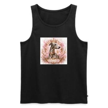 Königlicher Greyhound Portrait mit Krone - Männer Premium Bio Tank Top - Schwarz - Vorne - Michal (187cm)