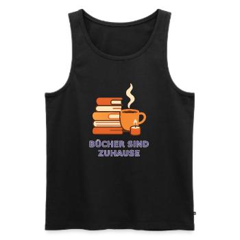 Bücher sind Zuhause Motiv - Männer Premium Bio Tank Top - Schwarz - Vorne - Michal (187cm)