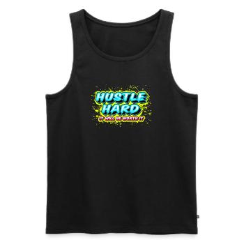 Hustle Hard - It Will Be Worth It - Männer Premium Bio Tank Top - Schwarz - Vorne - Michal (187cm)