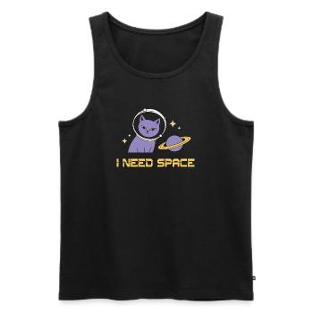 Weltraumkatze – I Need Space - Männer Premium Bio Tank Top - Schwarz - Vorne - Michal (187cm)