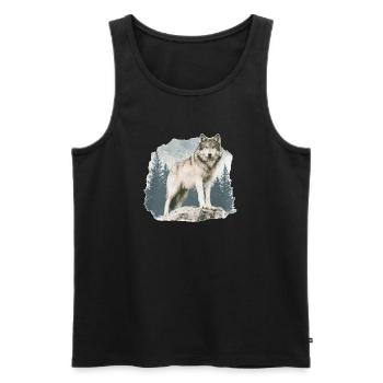 Wolf Vintage - Männer Premium Bio Tank Top - Schwarz - Vorne - Michal (187cm)