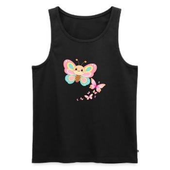 Pastellschmetterling Motiv - Männer Premium Bio Tank Top - Schwarz - Vorne - Michal (187cm)