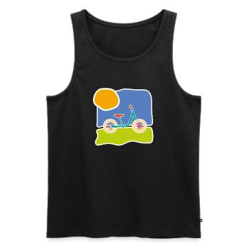 Buntes Kinderrad – Fahrt und Freiheit - Männer Premium Bio Tank Top - Schwarz - Vorne - Michal (187cm)