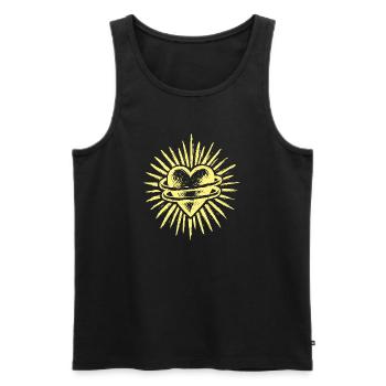 Herzsonne Strahlendes Herz - Männer Premium Bio Tank Top - Schwarz - Vorne - Michal (187cm)