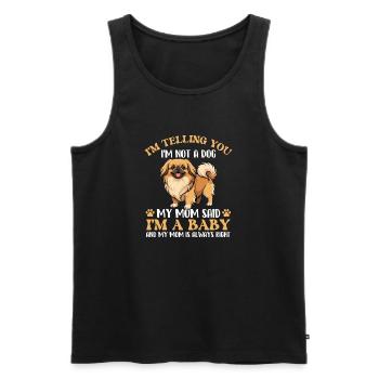 Ich bin kein Hund, ich bin ein Baby – Pekingese Mama Peke Dog - Männer Premium Bio Tank Top - Schwarz - Vorne - Michal (187cm)