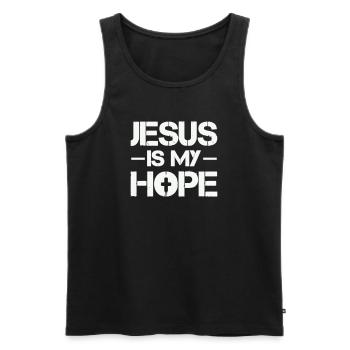 Jesus ist meine Hoffnung - Männer Premium Bio Tank Top - Schwarz - Vorne - Michal (187cm)