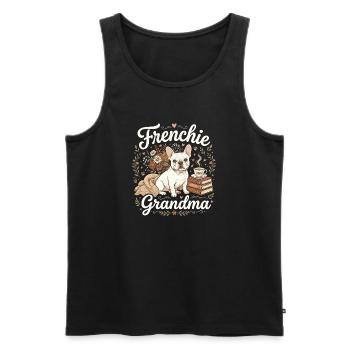 Frenchie Grandma Florale Wärme - Männer Premium Bio Tank Top - Schwarz - Vorne - Michal (187cm)