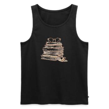 Stack of books with glasses - Men's Premium Organic Tank Top - black - Front - Michal (187cm)
