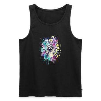Funny Sarcastic Fun Fact I Don't Care - Männer Premium Bio Tank Top - Schwarz - Vorne - Michal (187cm)