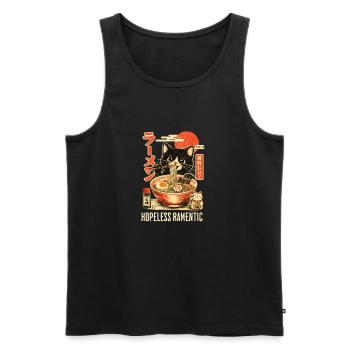 Hopless Ramentic - schwarze Katze isst Ramen - Männer Premium Bio Tank Top - Schwarz - Vorne - Michal (187cm)