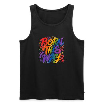 Born This Way Regenbogen CSD Pride Spruch - Männer Premium Bio Tank Top - Schwarz - Vorne - Michal (187cm)