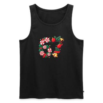 67 Candy Peppermint Weihnachtskranz sechs sieben - Männer Premium Bio Tank Top - Schwarz - Vorne - Michal (187cm)