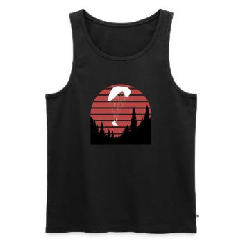 Gleitschirm_uber_Wald - Männer Premium Bio Tank Top - Schwarz - Vorne - Michal (187cm)