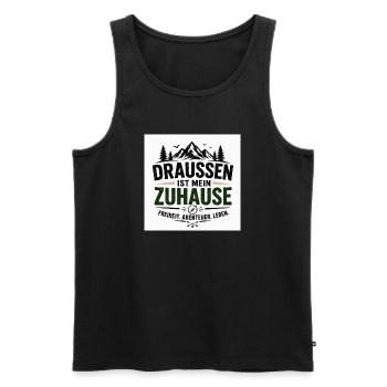 Draußen ist mein Zuhause – Outdoor-Statement - Männer Premium Bio Tank Top - Schwarz - Vorne - Michal (187cm)