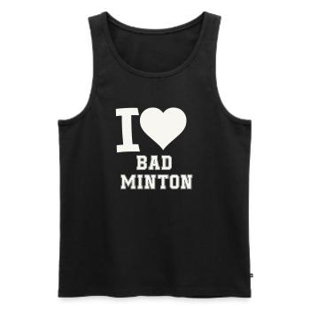 I love badminton heart - Men's Premium Organic Tank Top - black - Front - Michal (187cm)