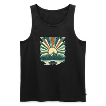 Sonnenaufgang über Bergsee - Männer Premium Bio Tank Top - Schwarz - Vorne - Michal (187cm)