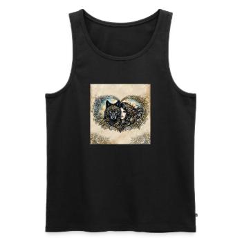 Uhrwerk-Wolfsherz - Männer Premium Bio Tank Top - Schwarz - Vorne - Michal (187cm)