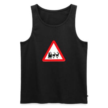 Road sign warning for Father Christmas ahead.  - Men's Premium Organic Tank Top - black - Front - Michal (187cm)