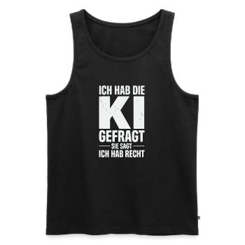 ich hab die ki gefragt sie sagt ich hab recht - Männer Premium Bio Tank Top - Schwarz - Vorne - Michal (187cm)