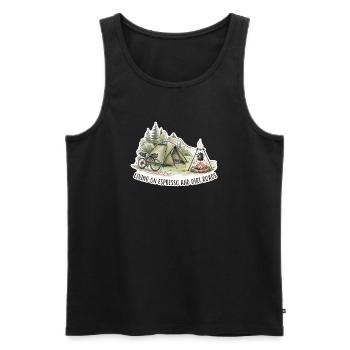 Leben auf Espresso- und Schotterstraßen - Männer Premium Bio Tank Top - Schwarz - Vorne - Michal (187cm)