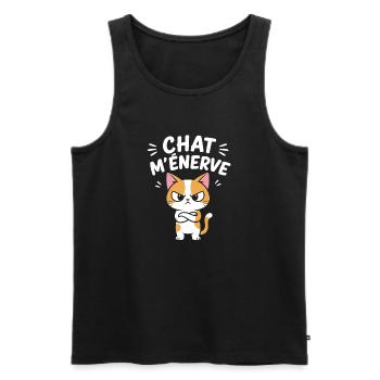 Chat énervé cartoon - Débardeur bio Premium Homme - noir - Devant - Michal (187cm)