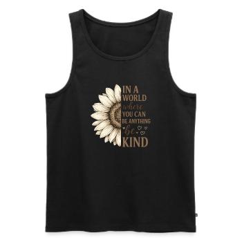 Sonnenblume Zitat Be Kind - Männer Premium Bio Tank Top - Schwarz - Vorne - Michal (187cm)