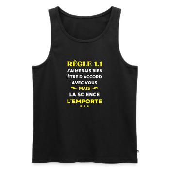 J'aimerais bien être d'accord mais la science  - Débardeur bio Premium Homme - noir - Devant - Michal (187cm)
