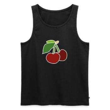 Cerises rouges – Illustration fruitée pop - Débardeur bio Premium Homme - noir - Devant - Michal (187cm)