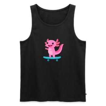 Kawaii Axolotln auf Skateboard – Süßes Tier - Männer Premium Bio Tank Top - Schwarz - Vorne - Michal (187cm)