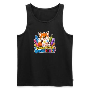 Comic Fuchs kleine Pfoten ganz grosse Kunst Motiv - Männer Premium Bio Tank Top - Schwarz - Vorne - Michal (187cm)