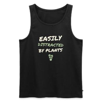 Facilement distrait par les plantes - Débardeur bio Premium Homme - noir - Devant - Michal (187cm)