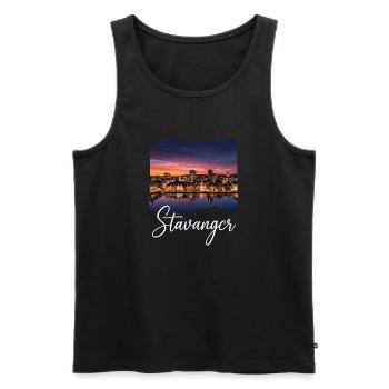 Stavanger Abendstimmung am Fjord - Männer Premium Bio Tank Top - Schwarz - Vorne - Michal (187cm)