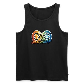 NerdSwap Gaming Merch - Men's Premium Organic Tank Top - black - Front - Michal (187cm)