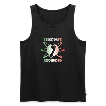 Barefoot GroundedOne_1_italy - Men's Premium Organic Tank Top - black - Front - Michal (187cm)