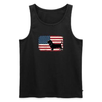 Basset Hound US Flag - Patriotic Dog Mom Dad - Men's Premium Organic Tank Top - black - Front - Michal (187cm)