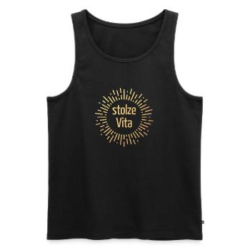 Sonne Dolce Vita Gold Lifestyle Print Bürohumor - Männer Premium Bio Tank Top - Schwarz - Vorne - Michal (187cm)